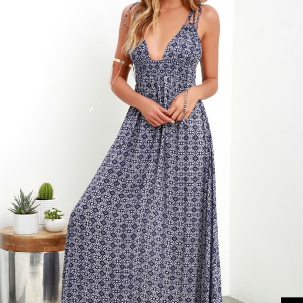 Lulu boho navy and white dress